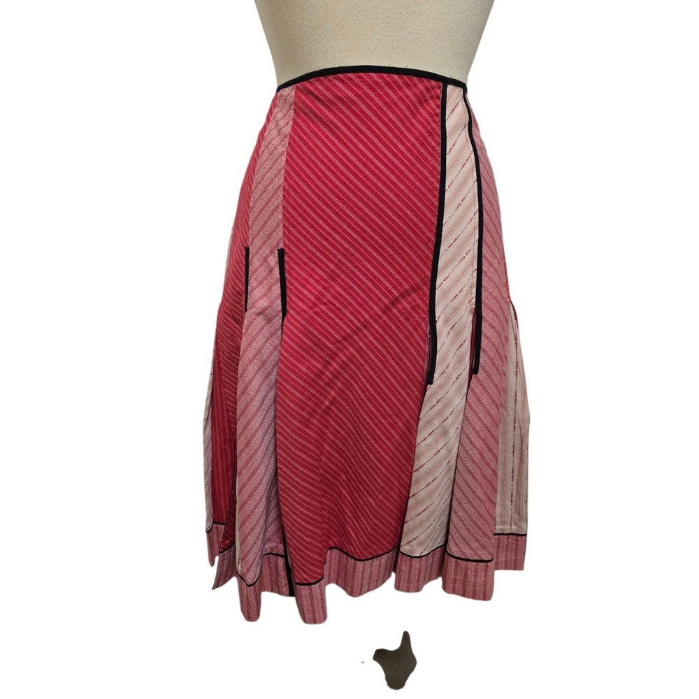 Vintage Anthropologie Red Mixed Stripe Skirt Size 10 Womens 2004 - Picture 7 of 8